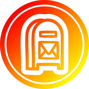 Posta kutusu dairesel simgesi bir insan tarafından çizilmiş sıcak gradyan bitiş