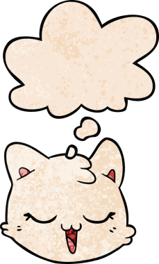 bir insan tarafından çizilmiş grunge desen biçiminde düşünce baloncuğu olan çizgi film kedisi yüzü