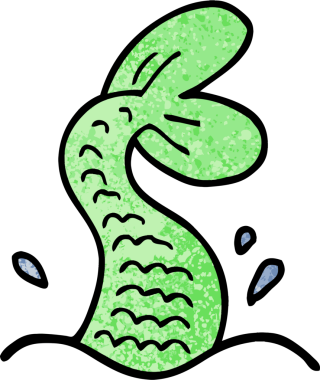 Grunge desenli çizim karikatür deniz kızı kuyruğu bir insan tarafından çizilmiş.