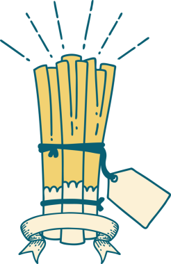 Bir insan tarafından çizilmiş bir demet pırasa dövmeli parşömen.