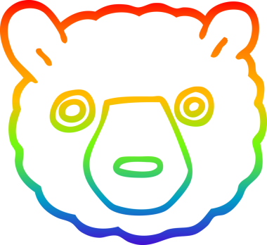 gökkuşağı gradyan çizgi çizimi bir insan tarafından çizilmiş ayı yüzü