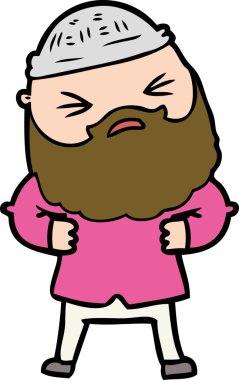 Bir insan tarafından çizilmiş sakallı bir çizgi film adamı.