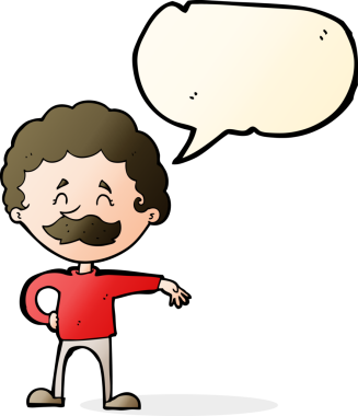 Karikatürist, bir insan tarafından çizilmiş konuşma balonuyla kamp jesti yapıyor.