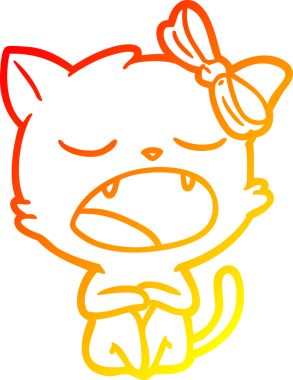 Bir insan tarafından çizilen esneyen kedinin sıcak çizgi çizimi