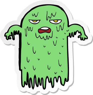 Bir insan tarafından çizilmiş yapışkan bir hayaletin çıkartması.