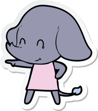 Bir insan tarafından çizilmiş şirin bir fil çıkartması.