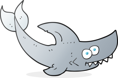 Bir insan tarafından çizilmiş karikatür köpekbalığı.