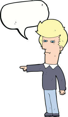 Bir insan tarafından çizilen konuşma balonuyla suçlanan karikatürist.