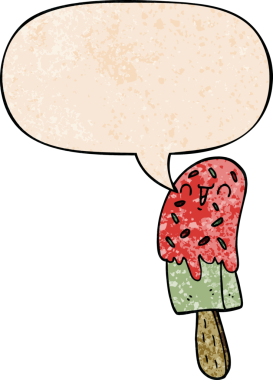 bir insan tarafından çizilmiş eski moda konuşma baloncuklu buz lolipopu.