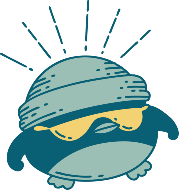 Geleneksel dövme stili, bir insan tarafından çizilmiş havalı bir nar bülbülü.