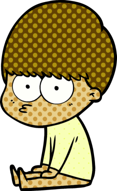 Bir insan tarafından çizilmiş tuhaf çizgi film çocuğu.