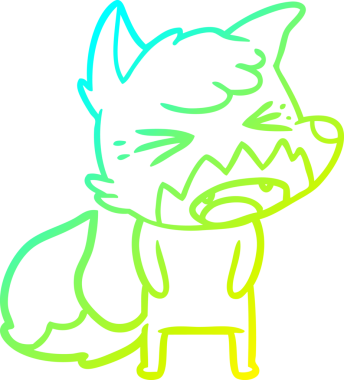 Bir insan tarafından çizilmiş kızgın bir tilkinin soğuk çizgi çizimi.