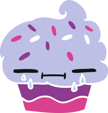 Bir insan tarafından çizilmiş ağlayan kekin serbest çizimi.