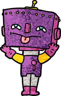 Bir insan tarafından çizilmiş çizgi film robotu