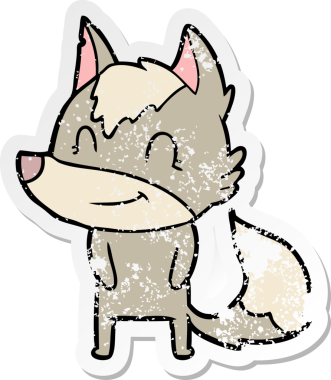 Bir insan tarafından çizilmiş dost canlısı bir kurdun sıkıntılı çıkartması.