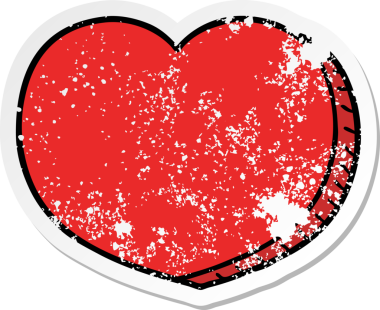 Bir insan tarafından çizilmiş karikatür bir aşk kalbinin hüzünlü çıkartması.