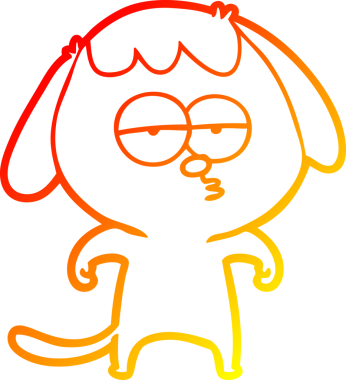 Bir insan tarafından çizilen ve sıkılmış bir köpeğin sıcak çizgi çizimi.