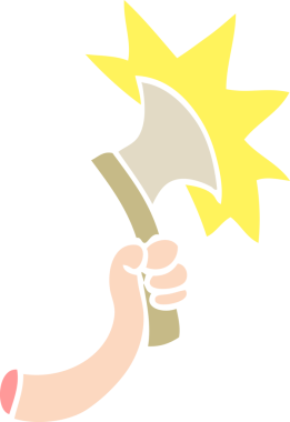 Bir insan tarafından çizilmiş düz renkli karikatür kolu