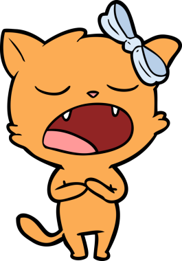 Bir insan tarafından çizilmiş şarkı söyleyen bir kedi.