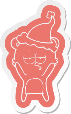 Bir insan tarafından çizilmiş Noel Baba şapkasının garip bir çizgi filmi çıkartması.