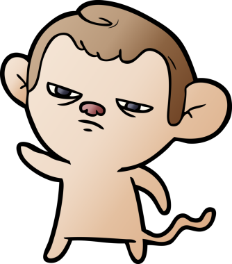 Bir insan tarafından çizilmiş sinir bozucu bir maymun.