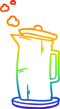 gökkuşağı gradyan çizgisi bir insan tarafından çizilmiş eski tarz bir çaydanlığın çizimi