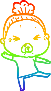 Bir insan tarafından çizilmiş kızgın yaşlı bir kadının çizimi.