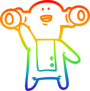 Gökkuşağı gradyan çizgisi, bir insan tarafından çizilen uzaylı çizgi filminin çizimi.