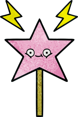 Bir insan tarafından çizilmiş sihirli bir değneğin retro grunge dokusu