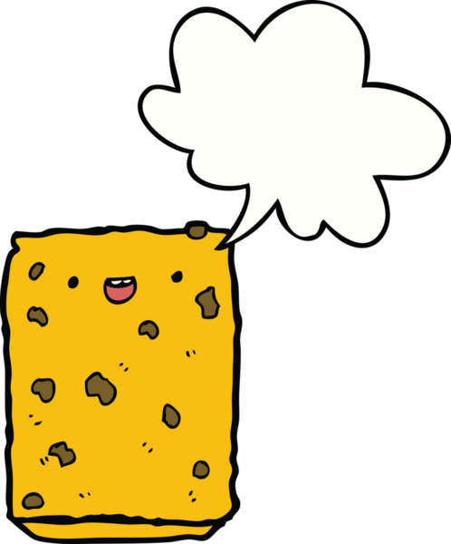 Bir insan tarafından çizilmiş konuşma balonlu bisküvi.