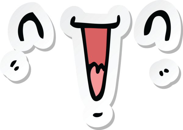 Bir insan tarafından çizilmiş şirin, mutlu bir karikatür yüzü çıkartması.