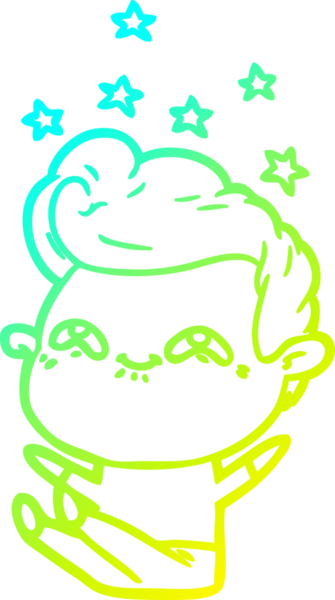 Bir insan tarafından çizilmiş, heyecanlı bir çizgi film çizimi.