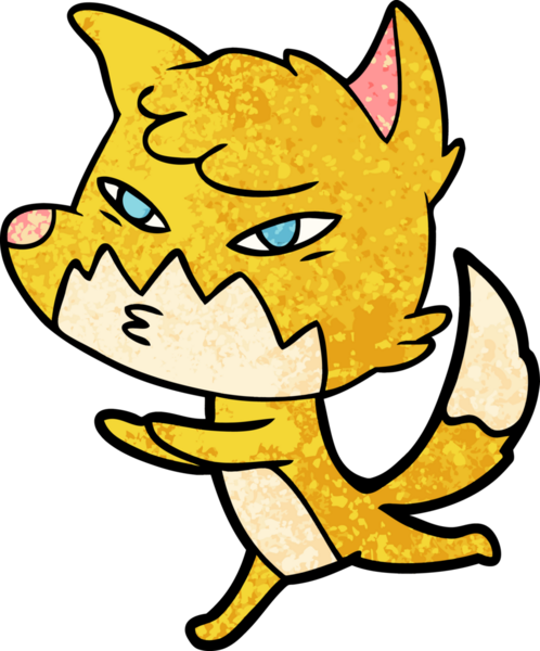 Bir insan tarafından çizilmiş akıllı çizgi film tilkisi.