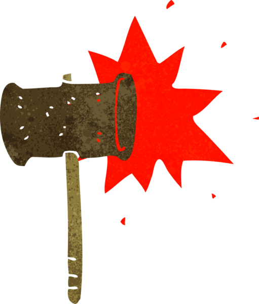 Bir insan tarafından çizilmiş tokmak çakma çizgi filmi