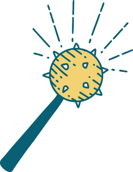 Bir insan tarafından çizilmiş geleneksel dövme stili ortaçağ topuzu.