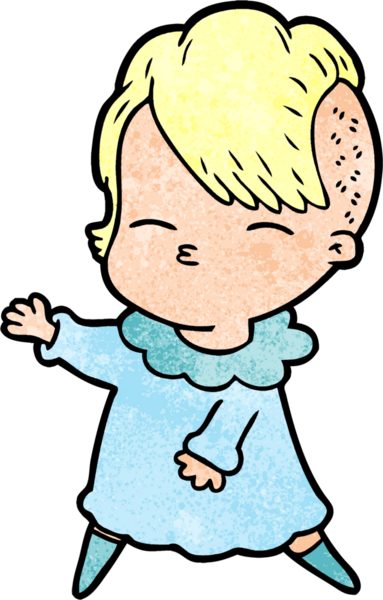 Bir insan tarafından çizilmiş şaşı çizgi film kızı.