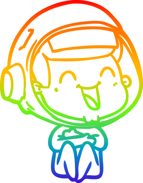 gökkuşağı gradyan çizimi mutlu bir çizgi astronot çizimi bir insan tarafından çizildi