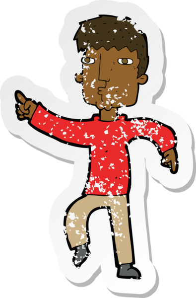 Bir insan tarafından çizilmiş bir karikatür dansçısının gerilimli çıkartması.