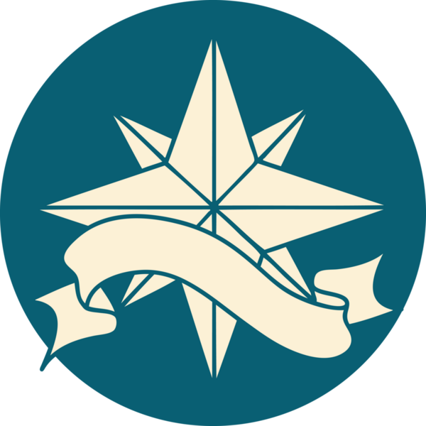 bir insan tarafından çizilmiş bir yıldızın pankartıyla dövme biçimi simgesi