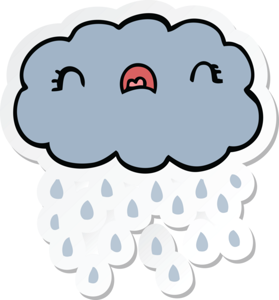 Bir insan tarafından çizilmiş şirin bir karikatür bulutunun çıkartması.