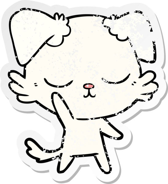 Bir insan tarafından çizilmiş şirin bir köpeğin sıkıntılı çıkartması.