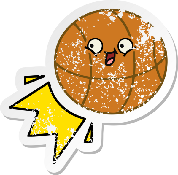 Bir insan tarafından çizilmiş şirin bir basketbol topunun sıkıntılı çıkartması.