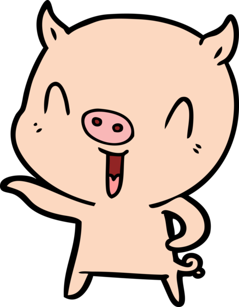 Bir insan tarafından çizilmiş mutlu çizgi film domuzu.