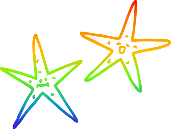 gökkuşağı gradyan çizgisi bir insan tarafından çizilmiş çizgi yıldız balığının çizimi