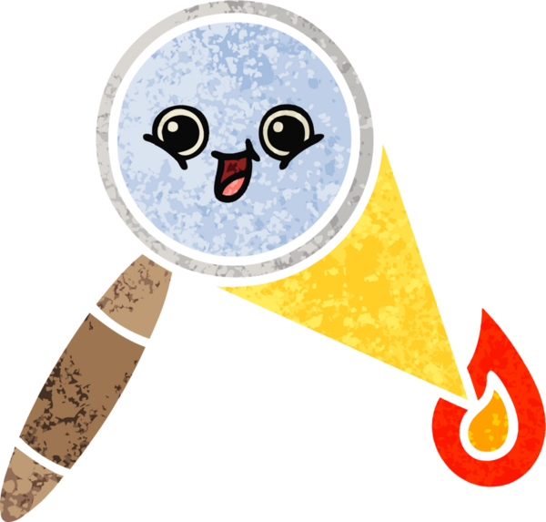 Bir insan tarafından çizilmiş bir büyüteçin retro çizim tarzı karikatürü