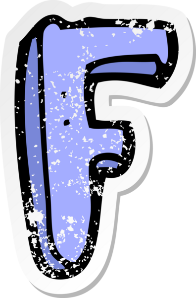 Bir insan tarafından çizilmiş F harfinin gerilimli yapıştırması.