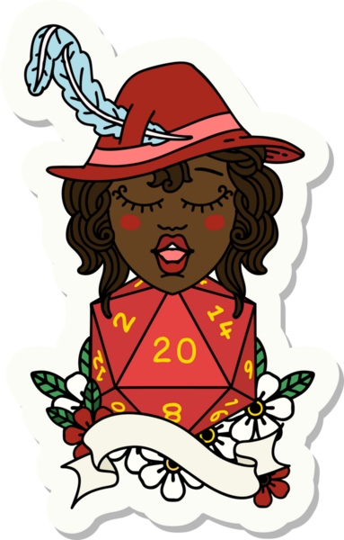 Bir insan tarafından çizilmiş 20 zarlı ozan etiketi.