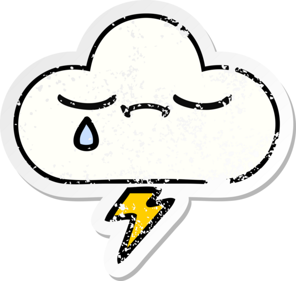 Bir insan tarafından çizilmiş tatlı bir gökgürültüsü bulutunun sıkıntılı çıkartması.