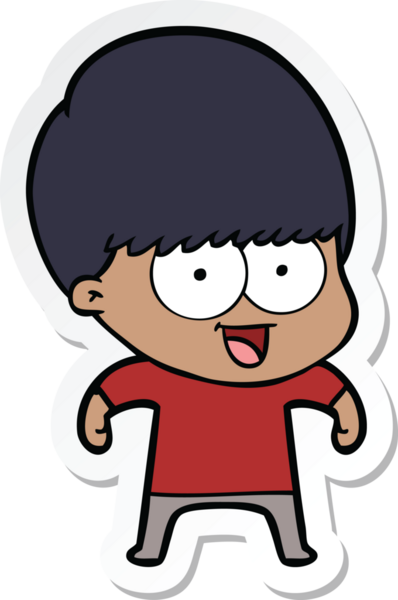 Bir insan tarafından çizilmiş mutlu bir çizgi film çocuğunun çıkartması.