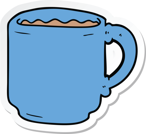 Bir insan tarafından çizilmiş bir kahve fincanının çıkartması.